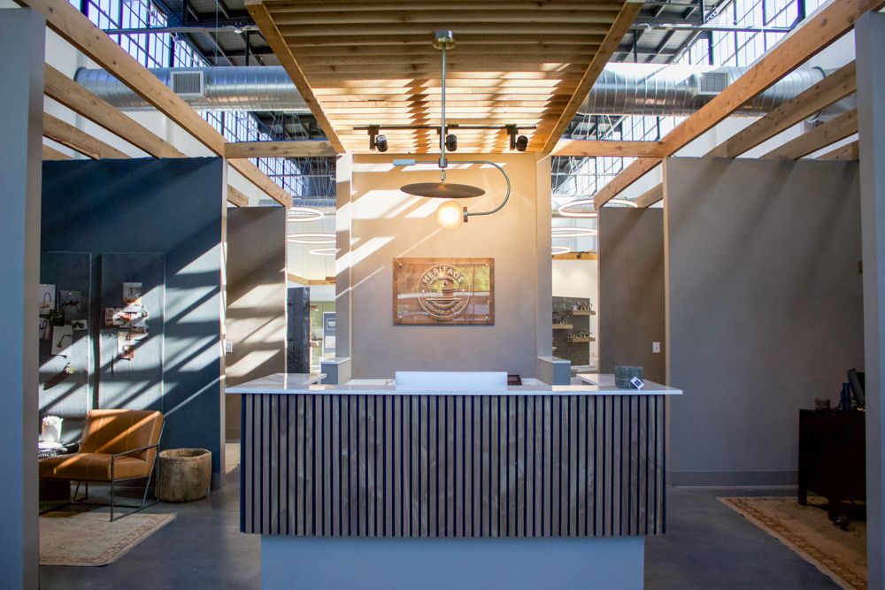 Lobby of Heritage Kitchen + Bath at Lincoln Mill.